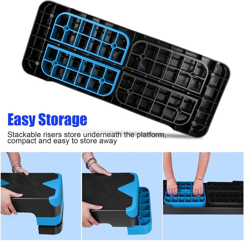 HooKung Adjustable Workout Aerobic Stepper in Fitness & Exercise Step Platform Trainer 3 settings adjustable height 4”-6”-8” - Image 4